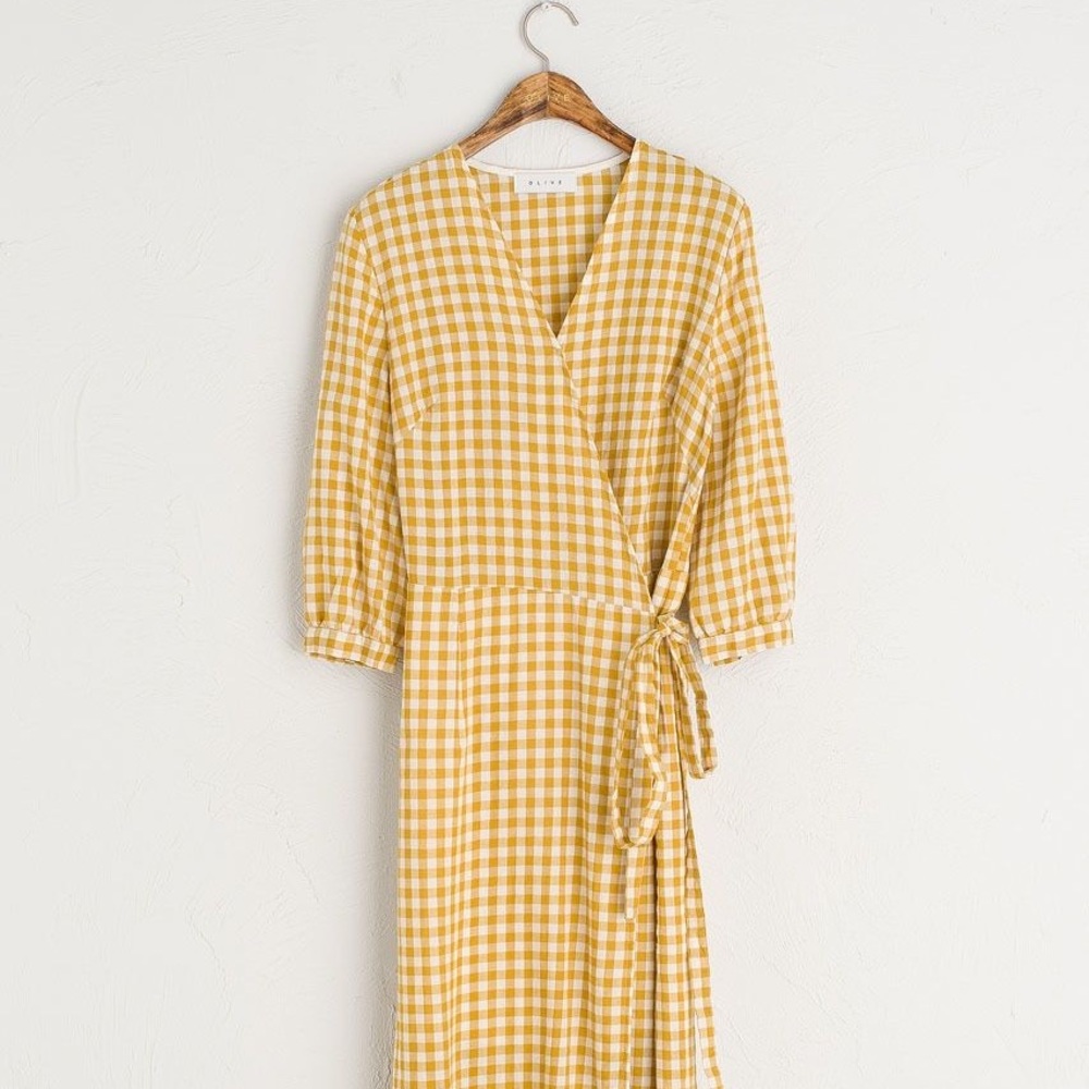 Olive Clothing Yellow Gingham Wrap Dress Copycat